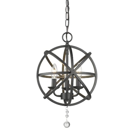 Z-Lite Tull 3 Light Chandelier, Matte Black 458-12MB